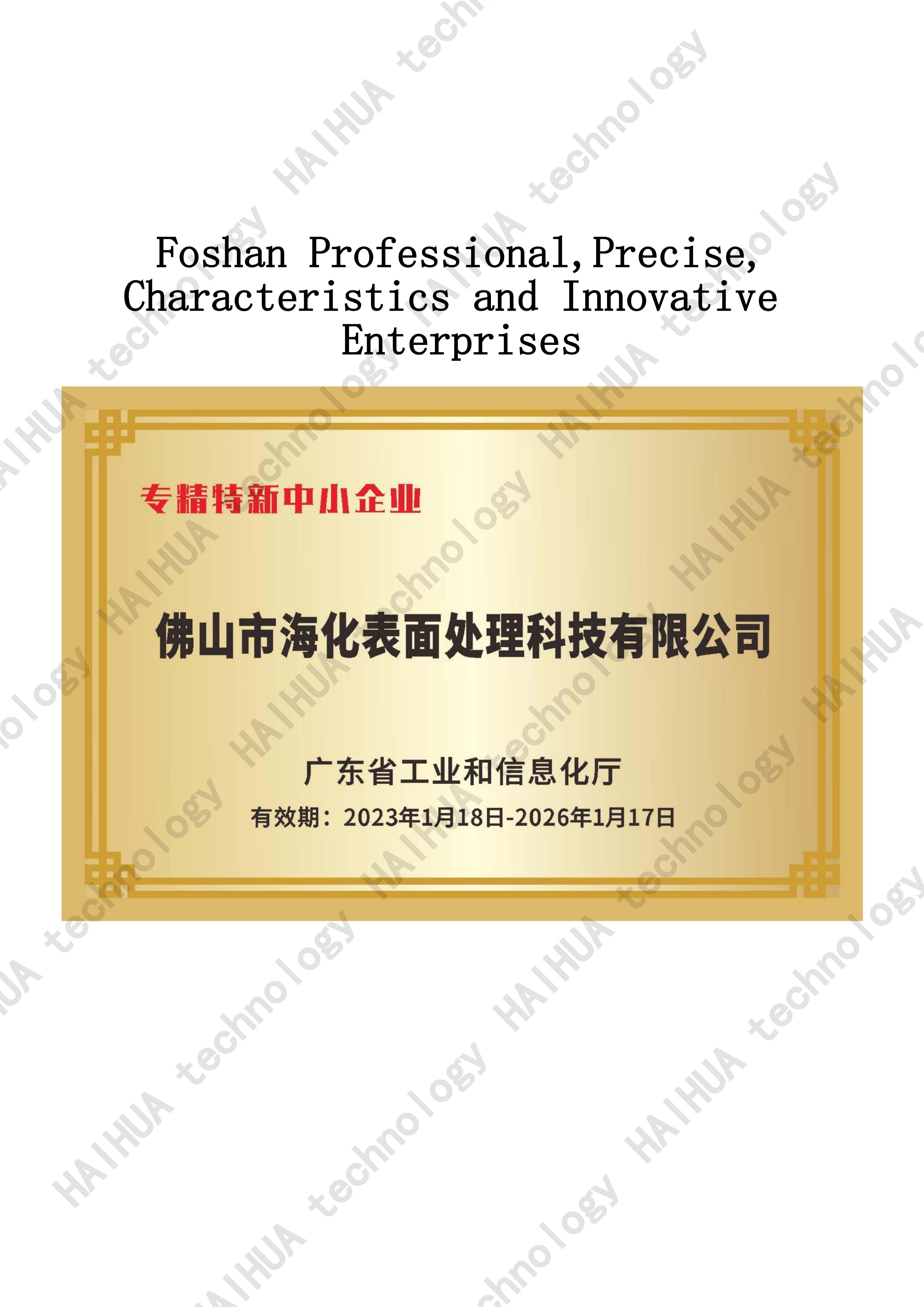 Foshan Professional,Precise, Characteristics and Innovative  Enterprises