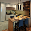 Baineng 2023 Smart Modern Modular Kitchen Cabinets with Glass Door Panels and Stainless Steel Walls1