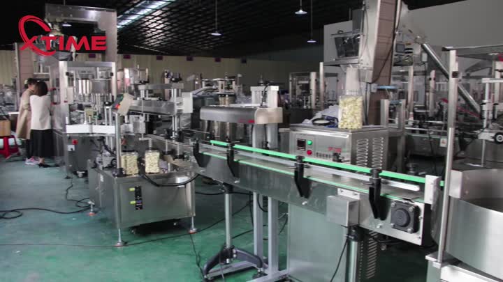 Garlic filling nitrogen capping labeling line for plastic cans