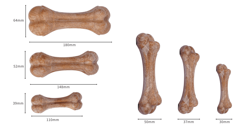 Various sizes of dog bones