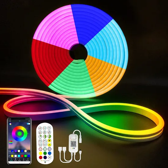 Faixa de luz de neon de quarto de casa colorida com controle remoto1