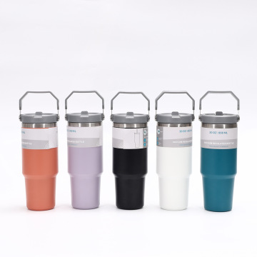Stainless steel thermos cup Double-layer car sippy