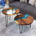 Glamorous Furniture: Luxury Custom Coffee Tables in Solid Walnut Wood and Modern Resin Design1