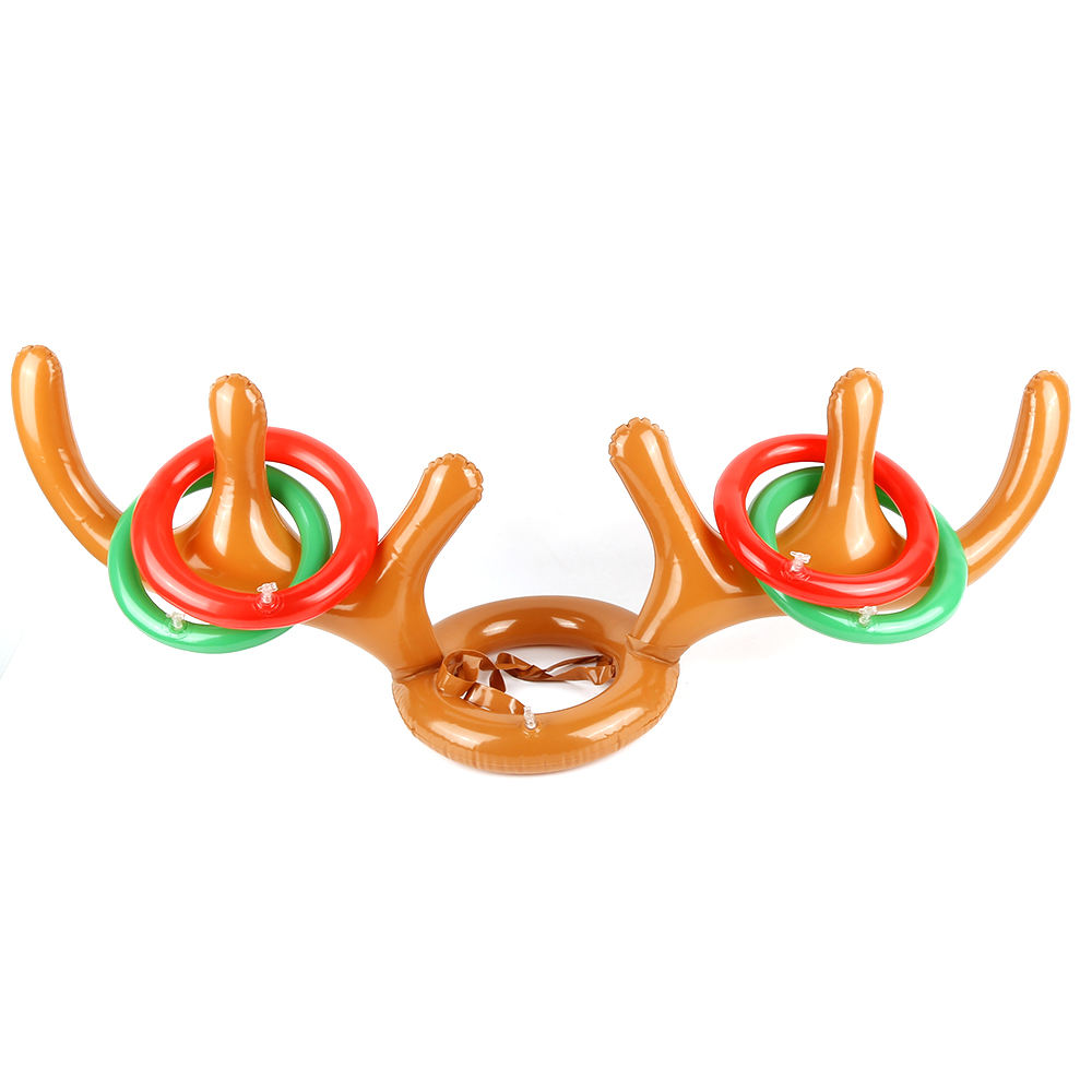 Christmas game party supplies Inflatable deer Antler,bulk red deer antlers and Rings Toss Game