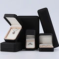Hanhong Großhandel schwarzer Lederschmuck Verpackung Ohrringe Halskette Schmuck Luxusarmband Ring PU Leder Schmuck Box1