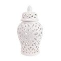 Plain White Pierced Ceramic Temple Jar for Home Decoration - RZKA1922281