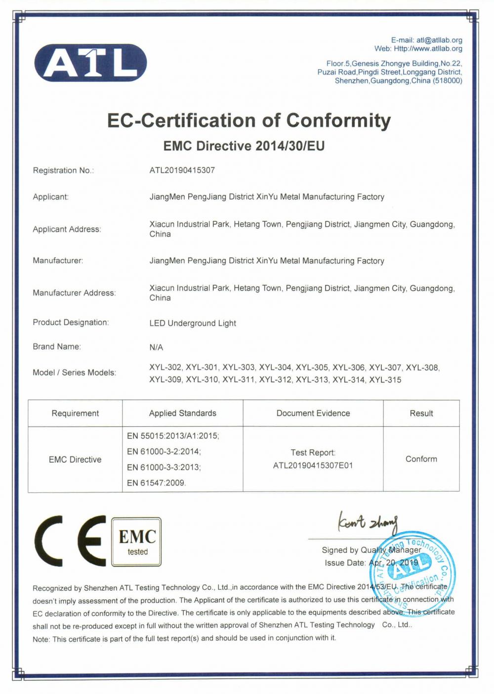 EC-Certification of Conformity