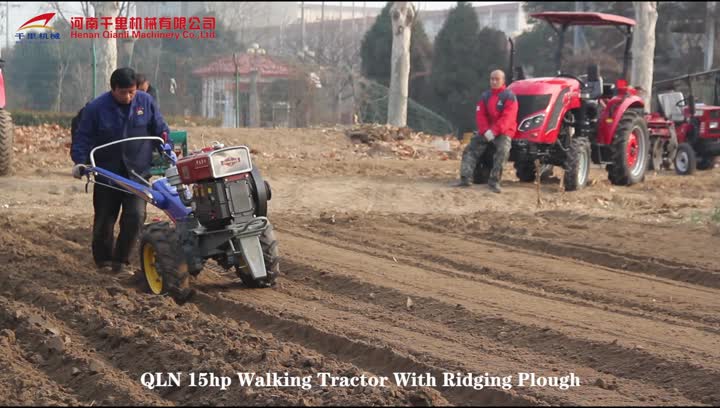 walking tractor with ridging plough