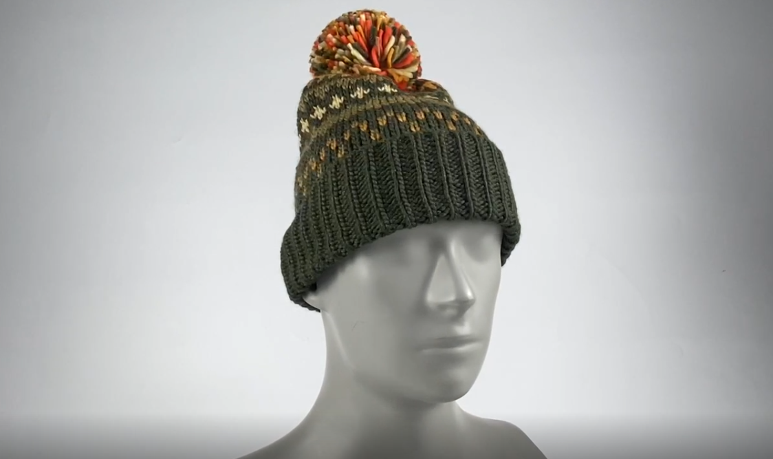 strikket jacquard vinter hat
