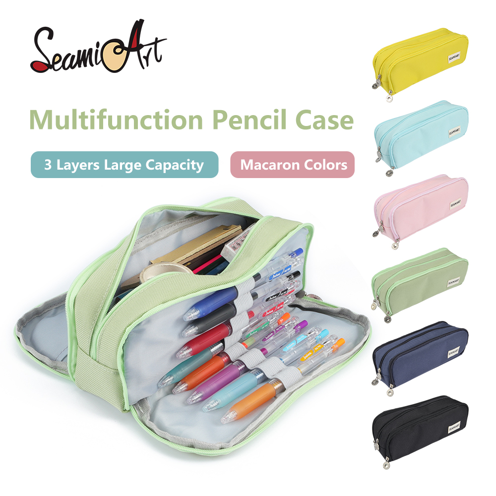 حقيبة قلم رصاص ماركارون ملونة