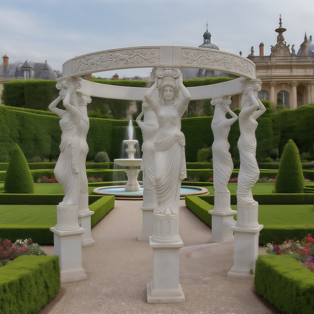 Stunning Marble Gazebo Featuring Mythological Artistry and Timeless Elegance