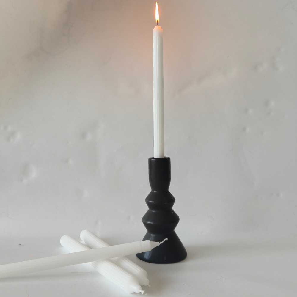 fluted candle white fluted candle
