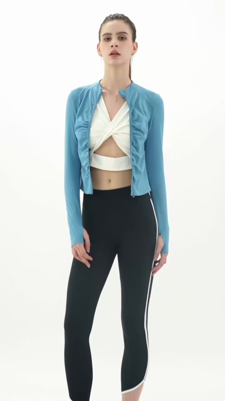 The Blue Pleated Yoga Top