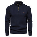 High Quality Autumn Winter Men's Knit Sweater with Stand-Up Collar and Half Zipper1