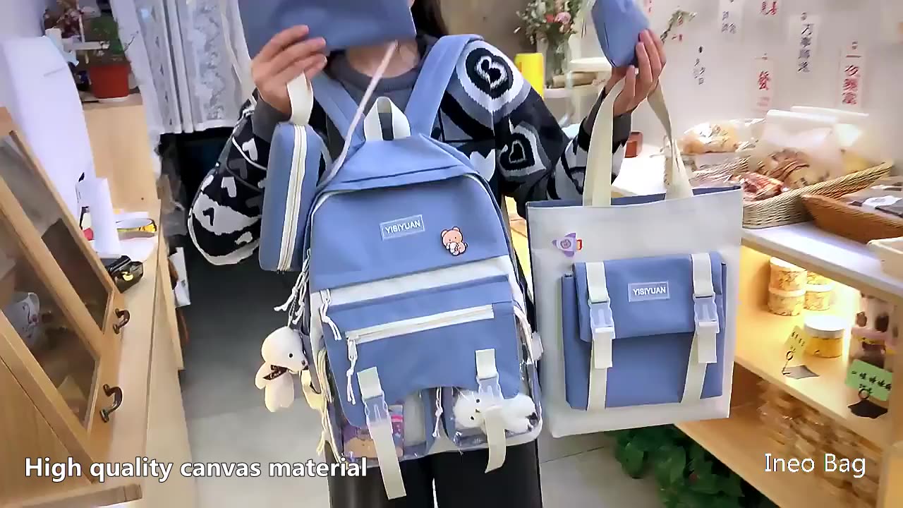 New Design Japan & South Korean Style Five-piece Casual Breathable School Bag Outdoor Backpack Kids Bag for Boys and Girls1