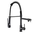 Black Commercial Kitchen Sink Faucet with Pull Out Sprayer and Dual Water Outlets1