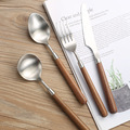 High-Quality Stainless Steel Matte Flatware Set - 20 Piece Wooden Handle Forks and Spoons1