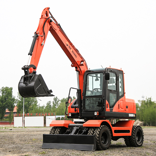 Excavadoras de ruedas 6TON Small Digger Earth Machine Moving Backhoe Excavator de ruedas