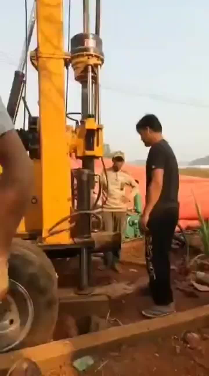 XYX-3 trailer driven type core mine deep water well drilling rig machine at worksite.mp4