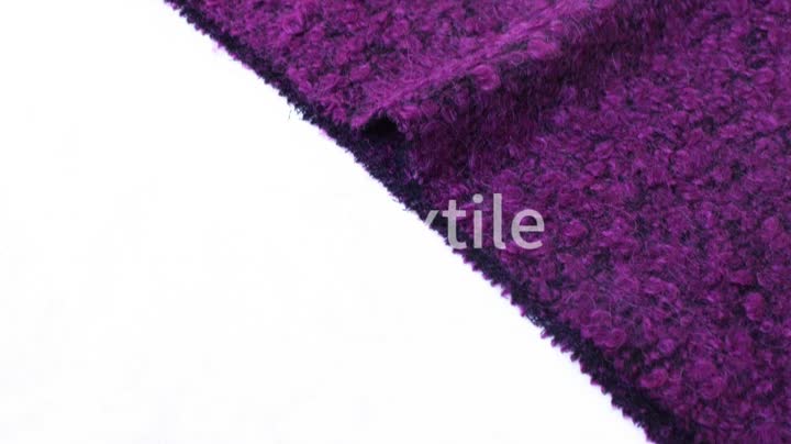 新着高品質パープルウールポリエステル織物ツイード生地