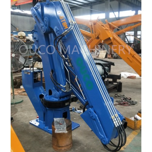 OUCO Shipped 0.6T8M Knuckle Telescopic Boom Marine Crane To Sweden