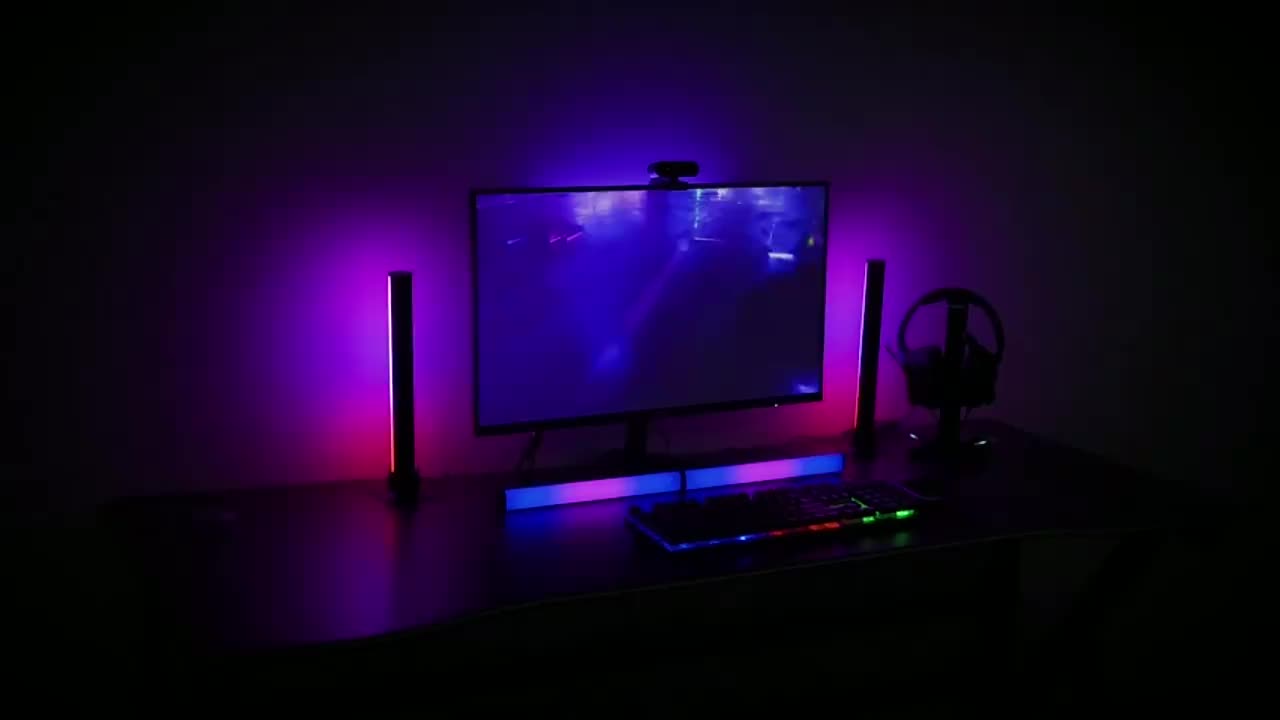 USB Powered RGB Under Monitor Computer Table Light Bar Remote Control Dimmable LED Lamp With Dynamic Rainbow Effect1