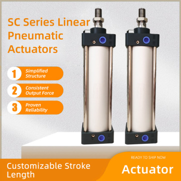 SC Aluminum Linear Actuator Real-View: Industrial Pneumatic Cylinder Operation