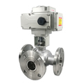 Hot Sale Electric Actuator SS304/316 Stainless Steel 3-Way Ball Valve Flange1