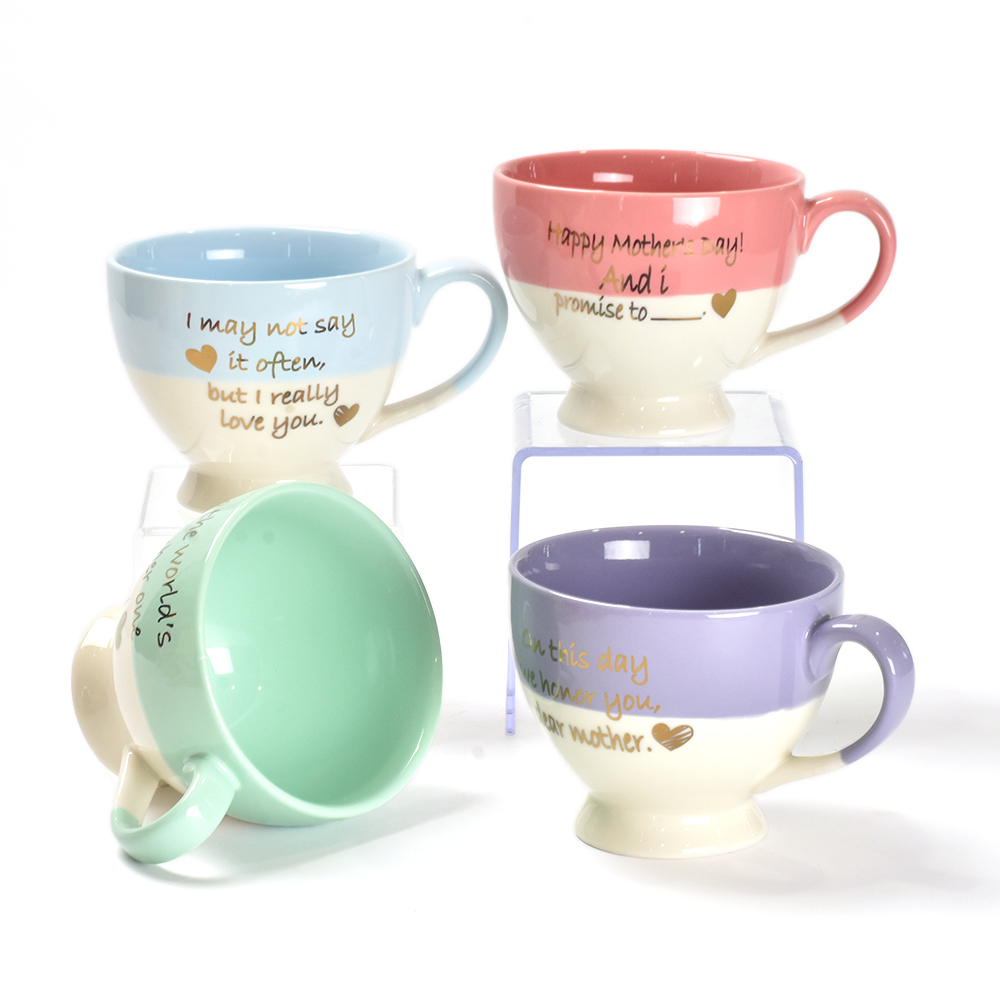 Breakfast cup home ceramic cup Double Color two tone girl cute office water cup cereal creative coffee mug