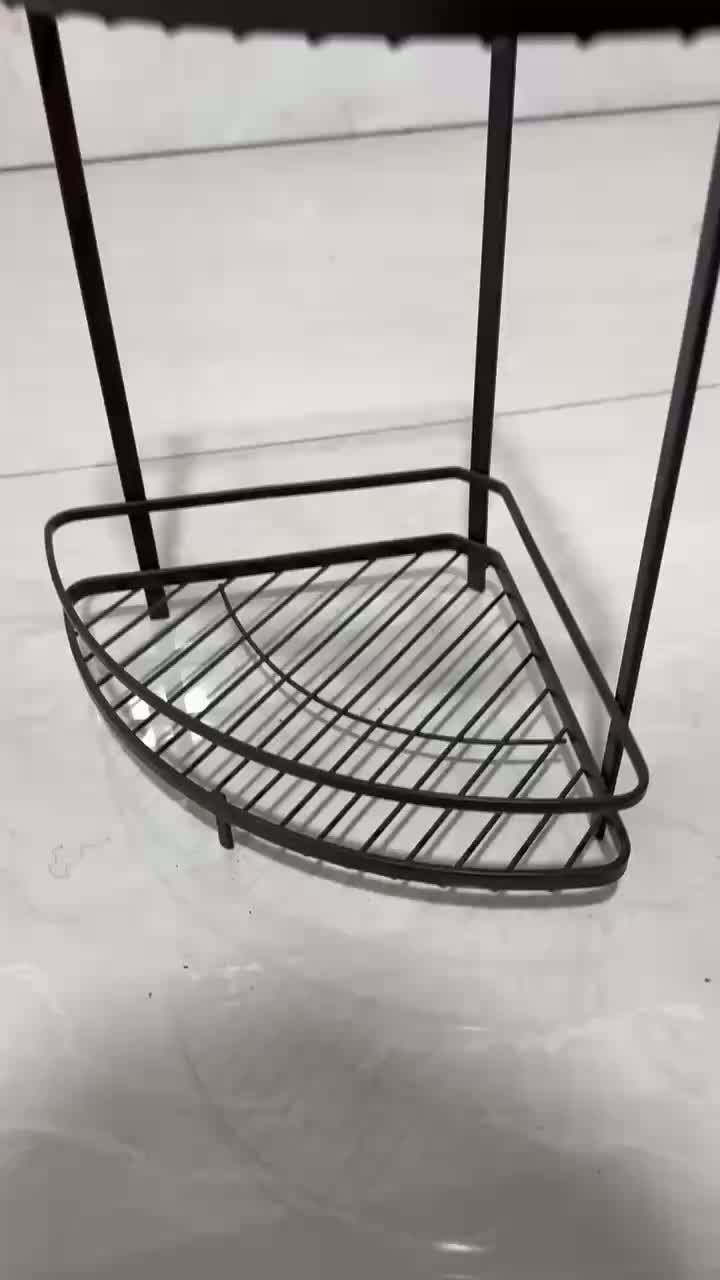 Salle de bain - Support de rangement triangulaire à deux niveaux (peinture noire en aérosol)