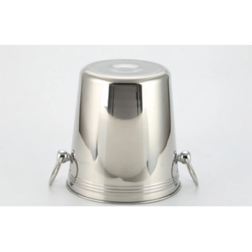 Large stainless steel ice bucket with three handles: ideal for cooling parties