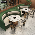 Customized Hot Pot BBQ Dining Table Set with Marble Top for Cafes and Coffee Shops1