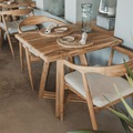 Melhor preço de mobília de madeira Rattan Wicker de volta com macio restaurante de madeira de almofada Cadeira1