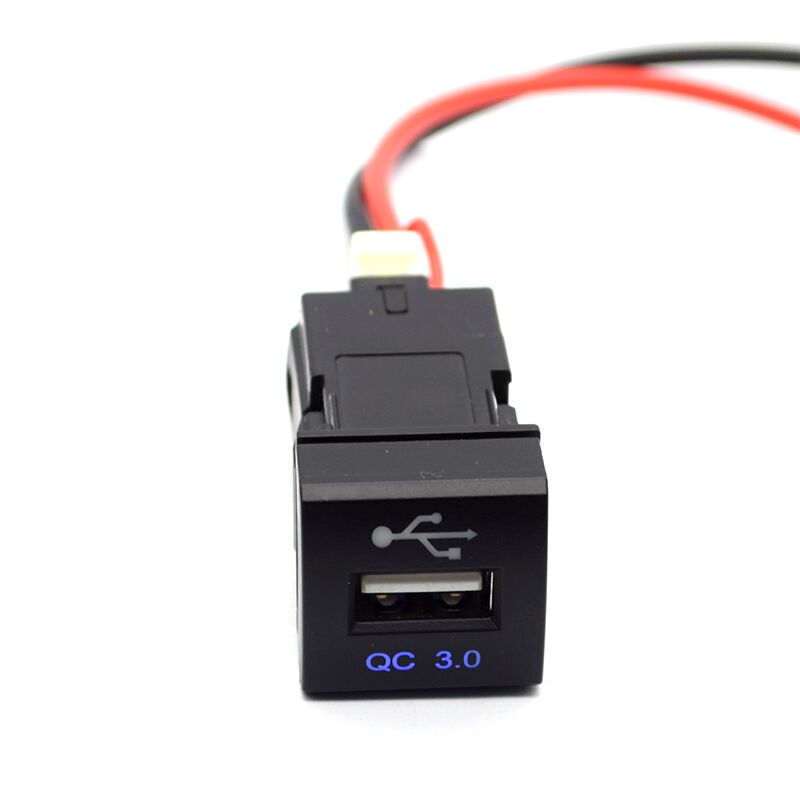 DC 12V 24V upplyst USB -kontakt 2.1A USB -laddare med säkring och tråd Kit1