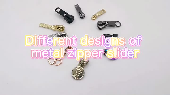 Gwahanol ddyluniadau o lithrydd zipper metel