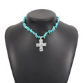 Vintage Irregular Natural Turquoise Necklace - Multi Functional Jesus Cross Necklace for Women and Men1