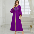 بدلیجات دست دوز بنفش رز مسلمان با کیفیت جدید Abaya مدل لباس آستین مسافرتی دبی سایز پلاس آستین بلند Abaya1