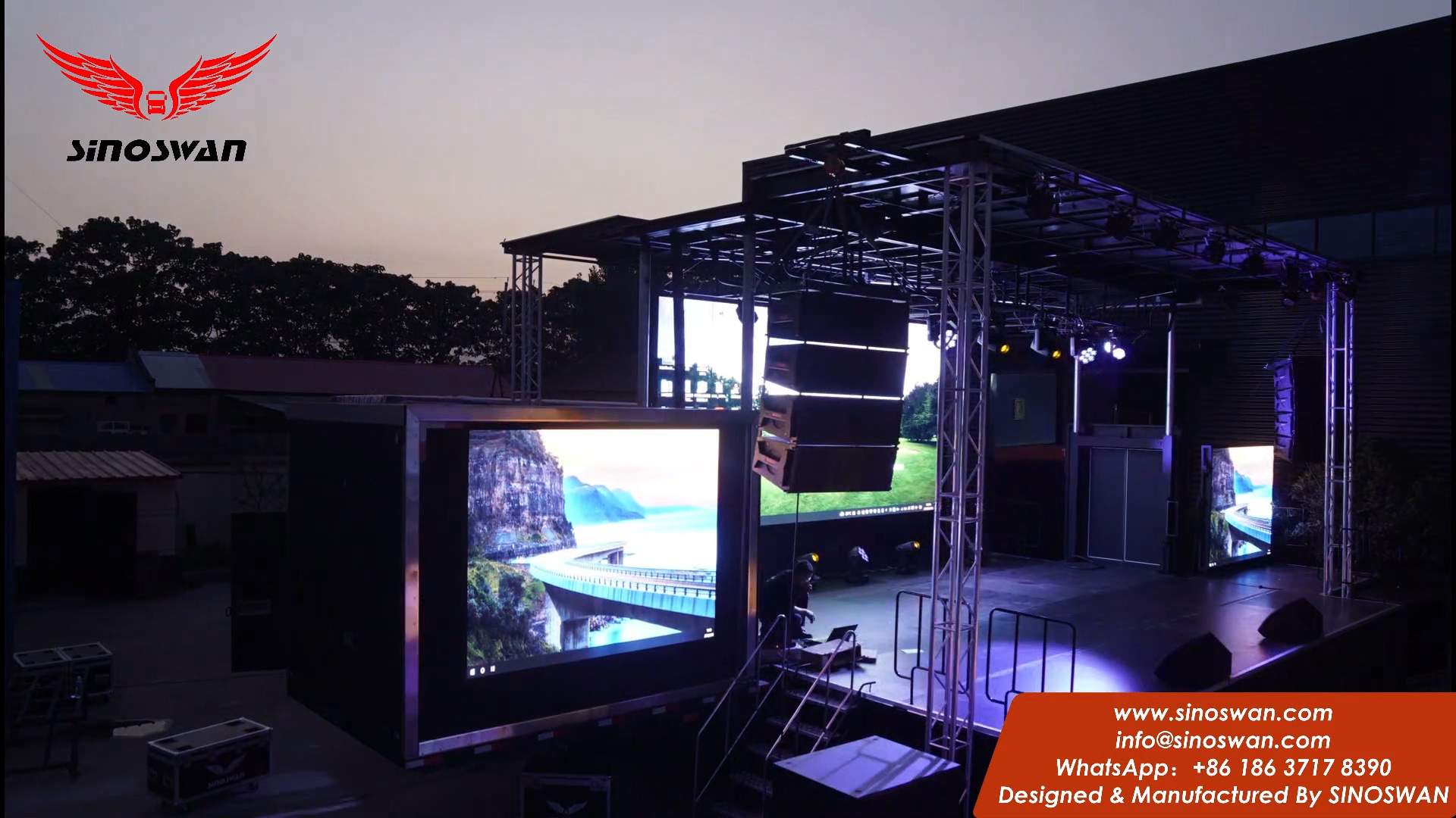 SINOSWAN ST130PLUS - HYDRAULIC Mobile Stage Trailer Demo!