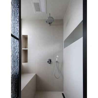 Modern home bathroom vanity setup with single lever faucet