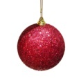 Customizable 12cm Shatterproof Red Christmas Tree Balls with Shiny Glitter Finish - Plastic Decorations1