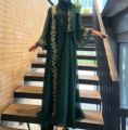 مد دبی ترکیه شیفون دوزی لباس زنانه بلند تنفسی قومیتی لباس اسلامی معتدل عبای با حجاب1