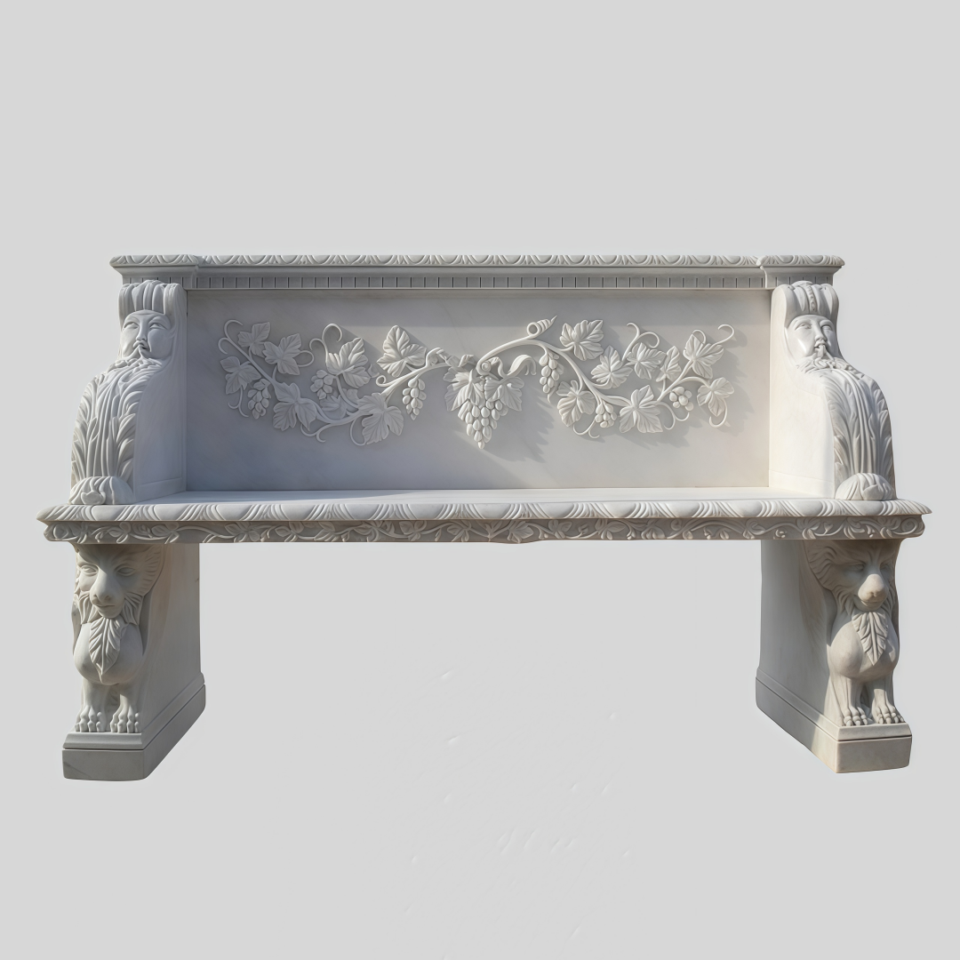 White Marble Garden Bench