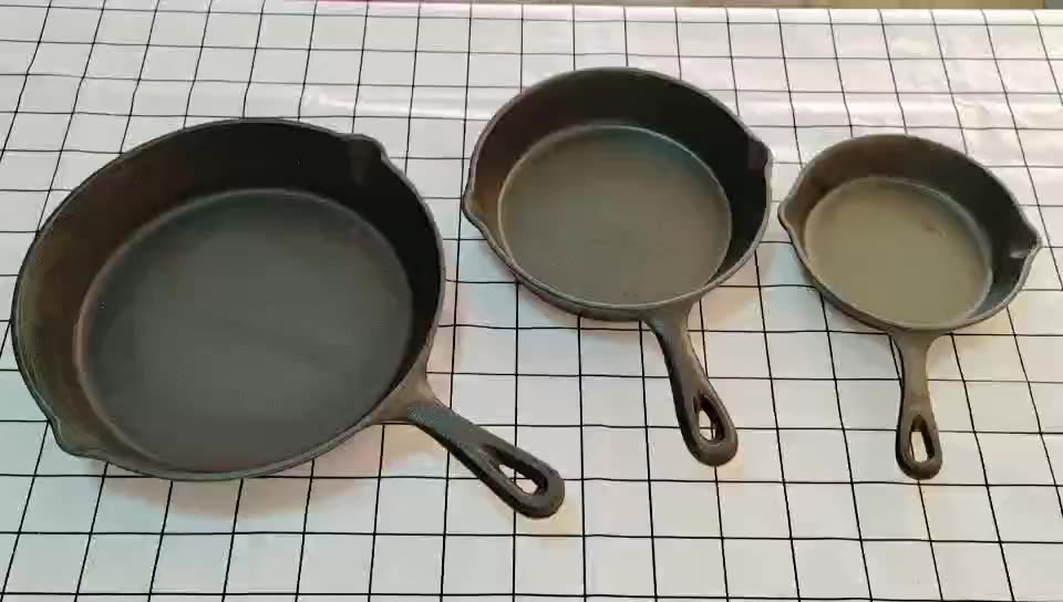 Kitchen Supplies Cast Iron Cookware Sets Fry Grill Pan Set1