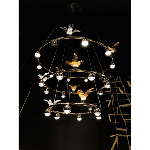 Bird Cage Amber Round Pendant Light