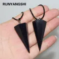 Wholesale Polyhedral cone Pendulum Natural Blue Sandstone Pendant NecklaceTransfer Luck Beads Men or Women Jewelry