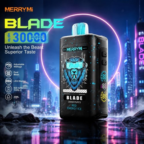 Merry-Mi Blade 30K: Vape Sekali Pakai 30.000 Puff Terbaik dengan Daya yang Dapat Disesuaikan & Coil Mesh Ganda