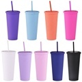 Double Wall Pastel Travel Tumbler with Lid and Straw, 700ML1