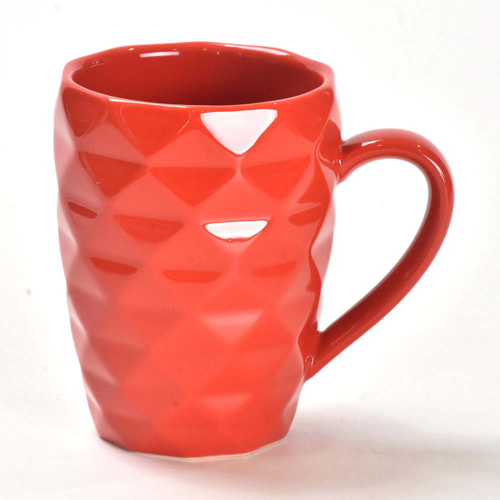 Direct sales can be customized packaging diamond ceramic 16oz capacity pottery mugs diamond cup