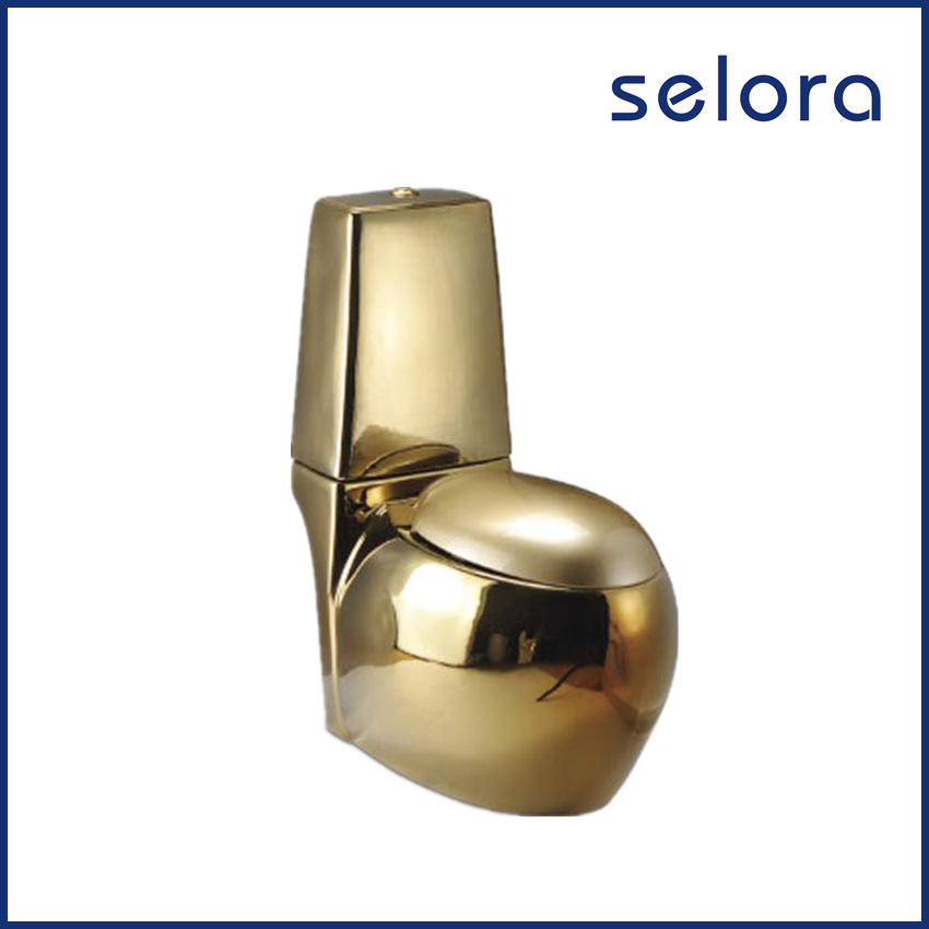 egg shape sanitaryware luxury two piece gold color toilet for sale