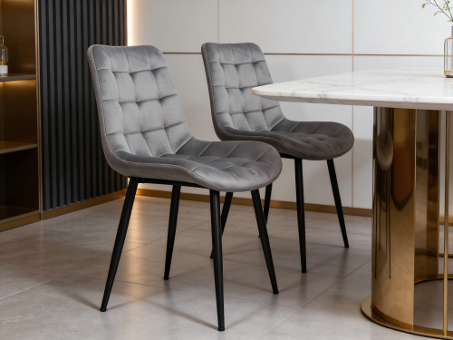 Cadeiras de veludo com tufos quadrados: elegância moderna, mais de 60 cores personalizadas e conforto o dia todo